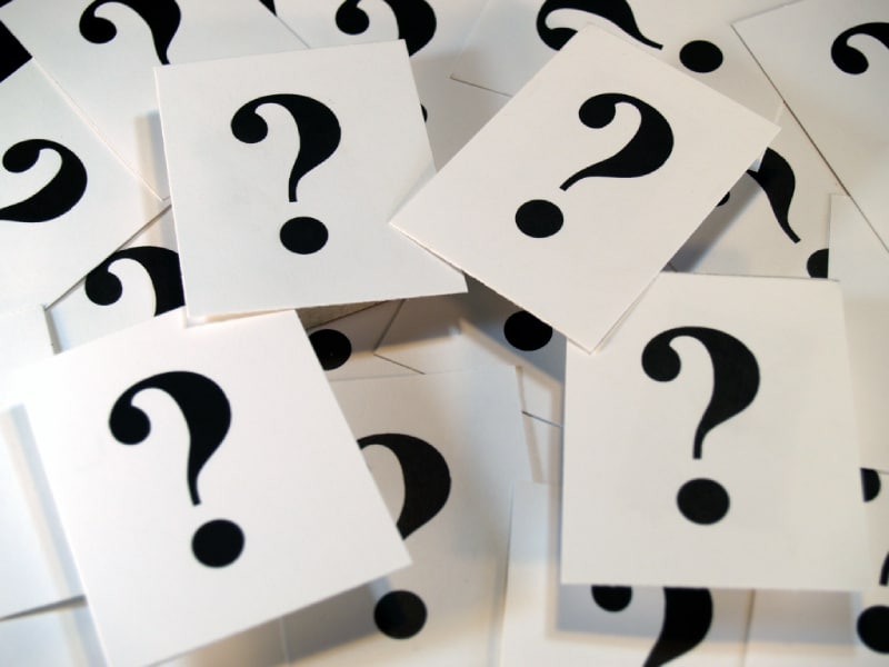 Question mark cards.