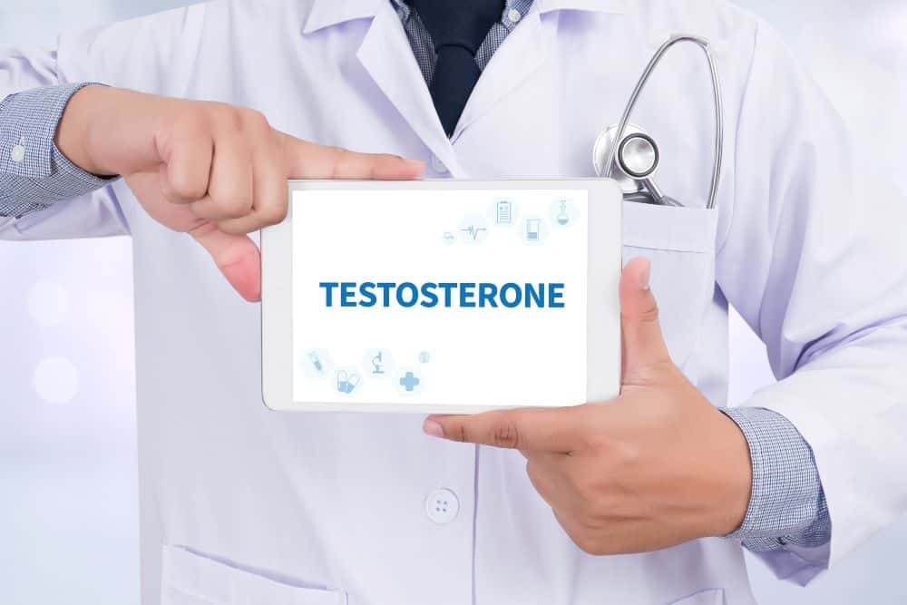 Doctor holding a doctor with Testosterone information